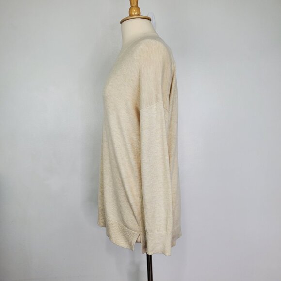 LOFT V-Neck Drop Shoulder Pullover Tan Sweater Size L - Picture 4 of 11
